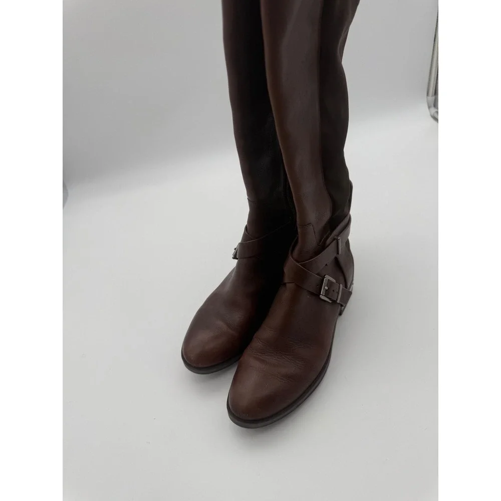 Vince Camuto Paton Brown Leather Over The Knee Riding Boots Womens 6M/36